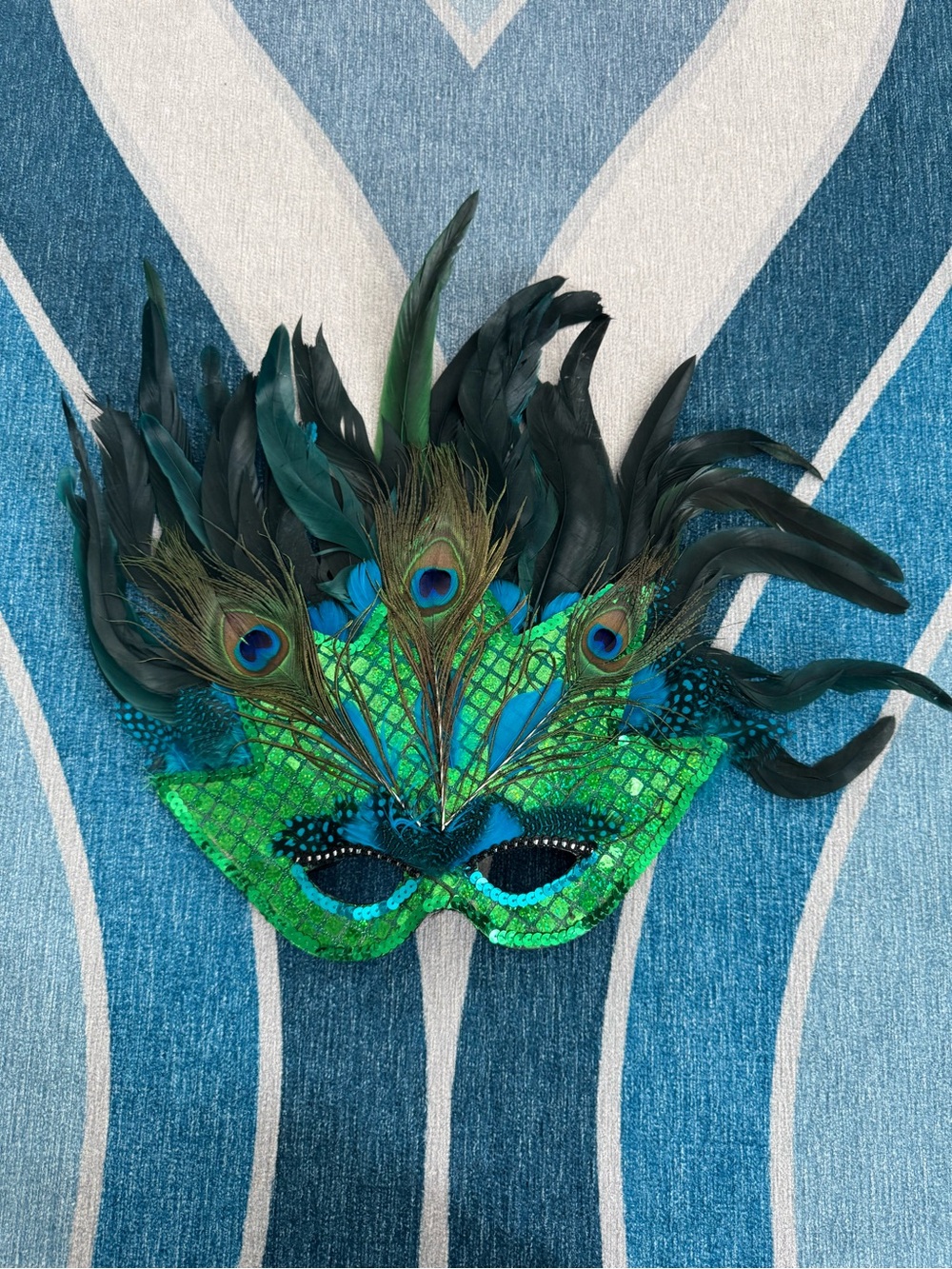 Peacock Sequin Masquerade Mask